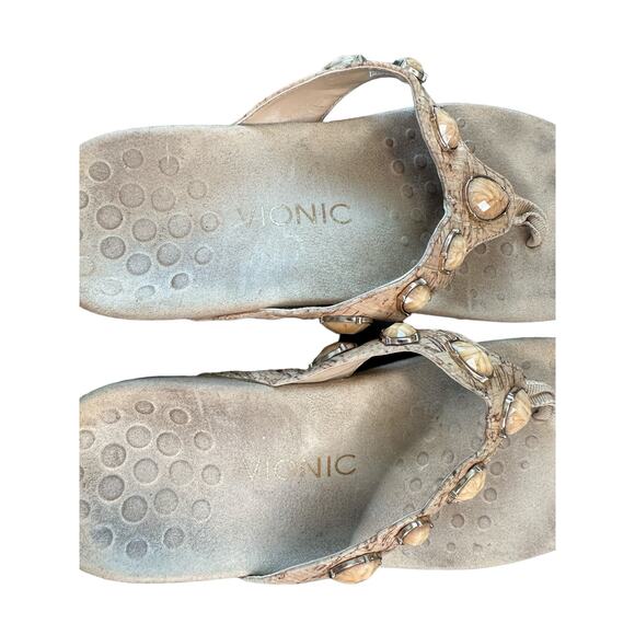 Vionic Brown Gold Cork Eve II Comfort Support Orthaheel Thong Sandals Size 7 - Picture 5 of 6